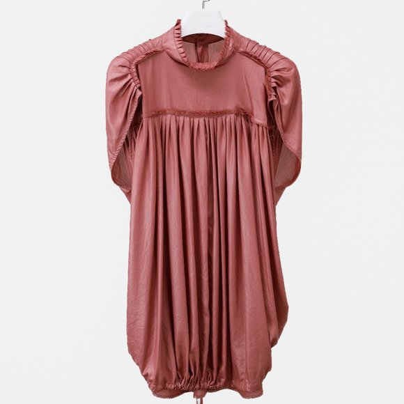 Ann Demeulemeester Dusty Rose Pleated Ruffle Top - Picture 1 of 11
